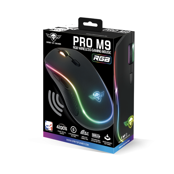 Spirit of Gamer Egér Vezeték nélküli - PRO-M9 (Optikai, 4200DPI, 6 programozható gomb, Max.: 10m, fekete) - Image 9