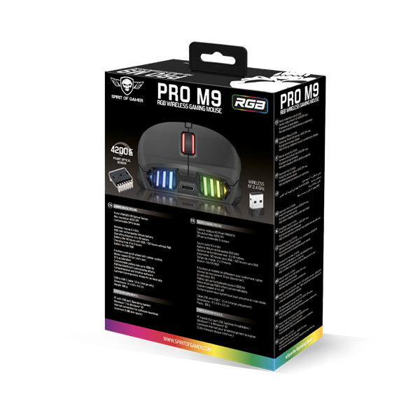 Spirit of Gamer Egér Vezeték nélküli - PRO-M9 (Optikai, 4200DPI, 6 programozható gomb, Max.: 10m, fekete) - Image 10