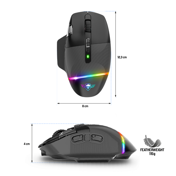 Spirit of Gamer Egér Vezeték nélküli - XPERT-M800 (Optikai, 10 000DPI, 12 programozható gomb, Max.: 10m, fekete) - Image 11