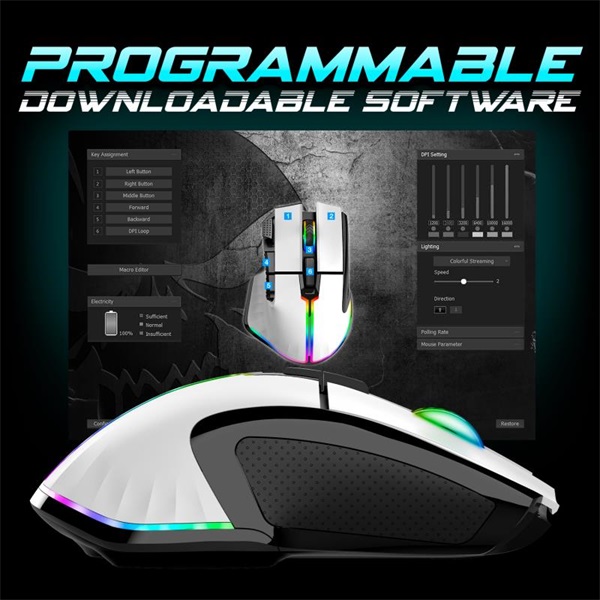 Spirit of Gamer Egér vezeték nélküli - PRO-M5 Arctic Wireless (Optikai, 8000DPI, 8 gomb, fehér) - Image 8