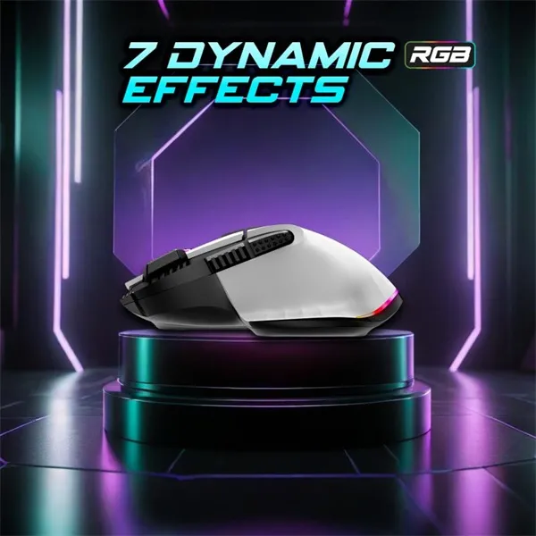 Spirit of Gamer Egér vezeték nélküli - PRO-M5 Arctic Wireless (Optikai, 8000DPI, 8 gomb, fehér) - Image 9