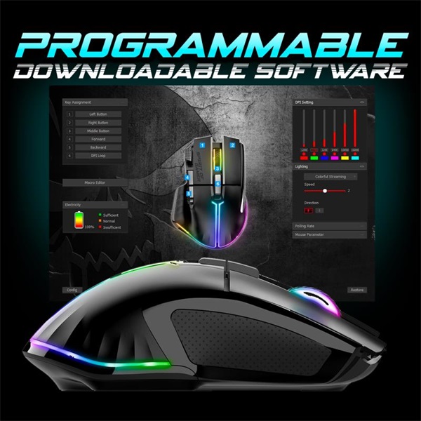 Spirit of Gamer Egér vezeték nélküli - PRO-M5 Wireless (Optikai, 8000DPI, 8 gomb, fekete) - Image 8
