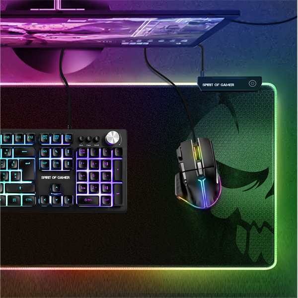 Spirit of Gamer Egérpad - Darkskull RGB Mouse Pad XXXL (RGB háttérvilágítás, USB Hub, 900 x 400 x 4mm; fekete) - Image 9