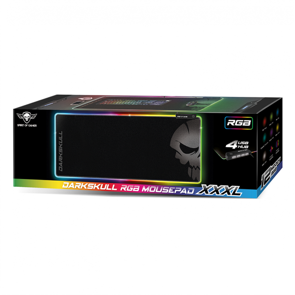 Spirit of Gamer Egérpad - Darkskull RGB Mouse Pad XXXL (RGB háttérvilágítás, USB Hub, 900 x 400 x 4mm; fekete) - Image 10