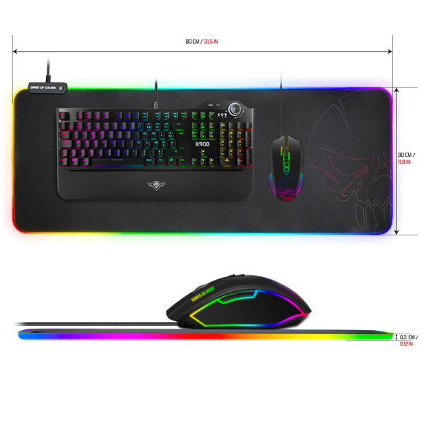 Spirit of Gamer Egérpad - Darkskull RGB - XXL (RGB háttérvilágítás, 800 x 300 x 4mm; fekete) - Image 4