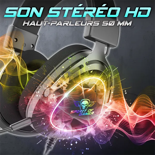Spirit of Gamer Fejhallgató - ELITE H40 Black (MultiPlatform, RGB, 3.5mm Jack, mikrofon, hangerőszabályzó, nagy-párnás) - Image 4
