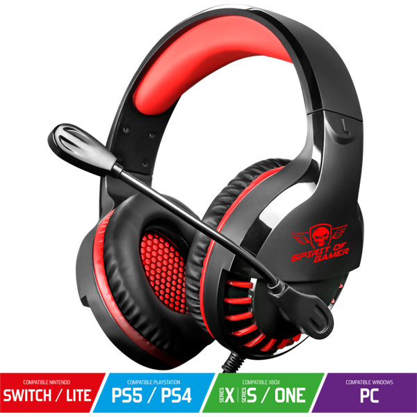 Spirit of Gamer Fejhallgató - PRO-H3 Red (MultiPlatform, mikrofon, 3.5mm jack, hangerőszabályzó, 2m kábel, piros) - Image 2
