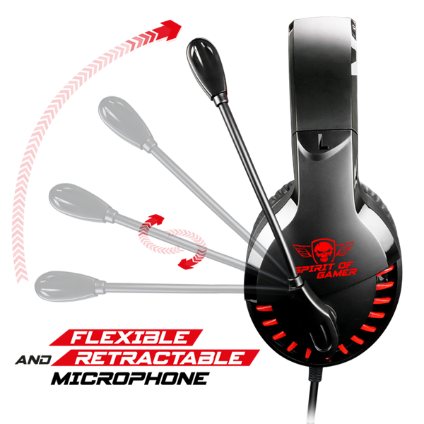 Spirit of Gamer Fejhallgató - PRO-H3 Red (MultiPlatform, mikrofon, 3.5mm jack, hangerőszabályzó, 2m kábel, piros) - Image 4