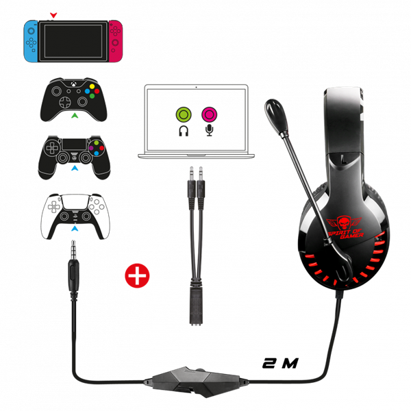 Spirit of Gamer Fejhallgató - PRO-H3 Red (MultiPlatform, mikrofon, 3.5mm jack, hangerőszabályzó, 2m kábel, piros) - Image 6