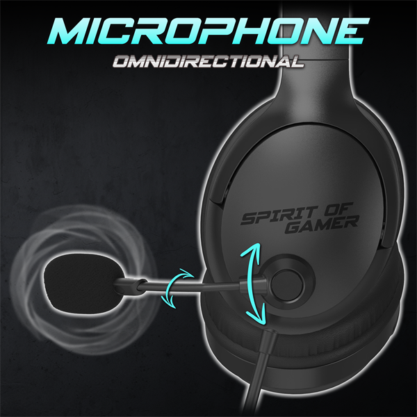 Spirit of Gamer Fejhallgató - PRO-H4 Black (MultiPlatform, mikrofon, 3.5mm jack, hangerőszabályzó, fekete) - Image 5
