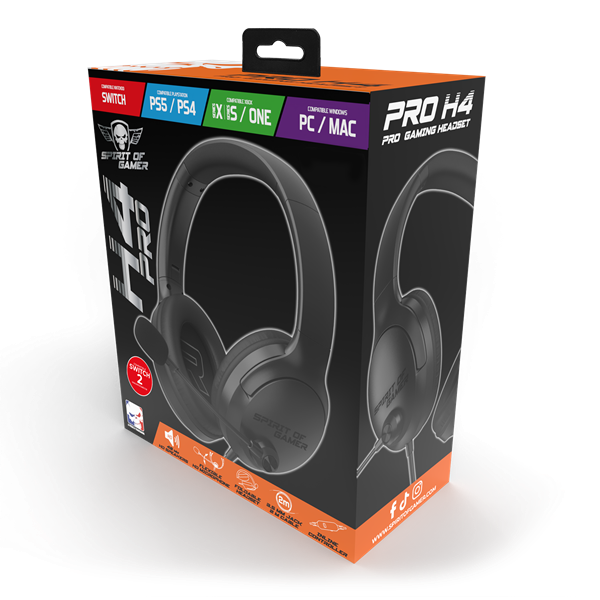 Spirit of Gamer Fejhallgató - PRO-H4 Black (MultiPlatform, mikrofon, 3.5mm jack, hangerőszabályzó, fekete) - Image 10