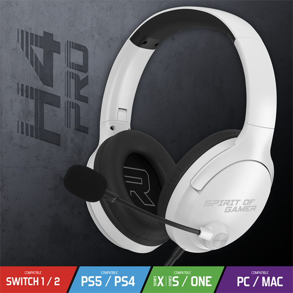 Spirit of Gamer Fejhallgató - PRO-H4 White (MultiPlatform, mikrofon, 3.5mm jack, hangerőszabályzó, fehér) - Image 2