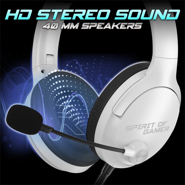 Spirit of Gamer Fejhallgató - PRO-H4 White (MultiPlatform, mikrofon, 3.5mm jack, hangerőszabályzó, fehér) - Image 4