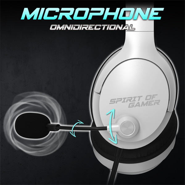 Spirit of Gamer Fejhallgató - PRO-H4 White (MultiPlatform, mikrofon, 3.5mm jack, hangerőszabályzó, fehér) - Image 5