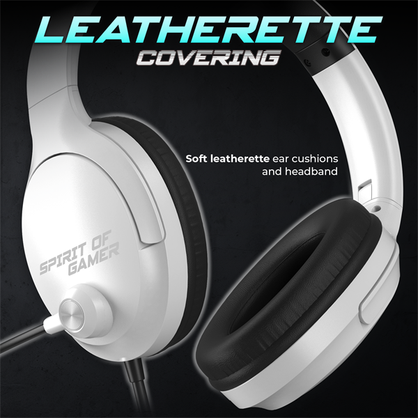 Spirit of Gamer Fejhallgató - PRO-H4 White (MultiPlatform, mikrofon, 3.5mm jack, hangerőszabályzó, fehér) - Image 9