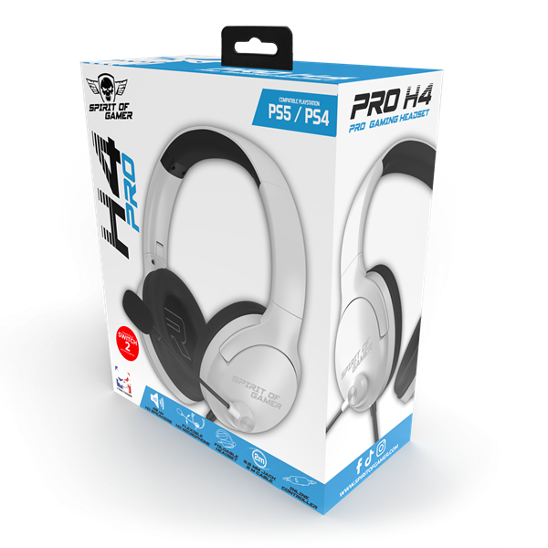 Spirit of Gamer Fejhallgató - PRO-H4 White (MultiPlatform, mikrofon, 3.5mm jack, hangerőszabályzó, fehér) - Image 10