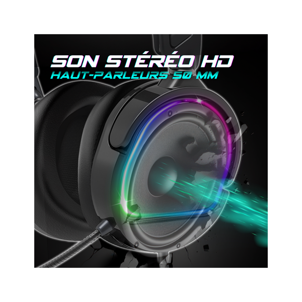 Spirit of Gamer Fejhallgató - PRO-H6 RGB Black (MultiPlatform, mikrofon, 3.5mm jack, hangerőszabályzó, 2m kábel, fekete) - Image 4