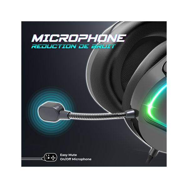 Spirit of Gamer Fejhallgató - PRO-H6 RGB Black (MultiPlatform, mikrofon, 3.5mm jack, hangerőszabályzó, 2m kábel, fekete) - Image 5