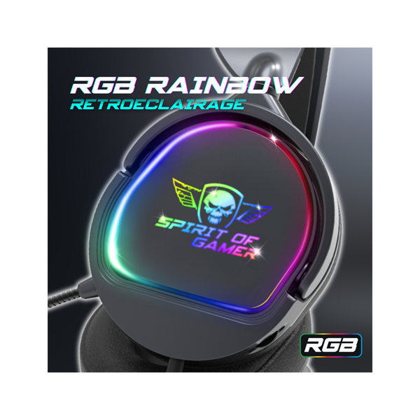 Spirit of Gamer Fejhallgató - PRO-H6 RGB Black (MultiPlatform, mikrofon, 3.5mm jack, hangerőszabályzó, 2m kábel, fekete) - Image 6