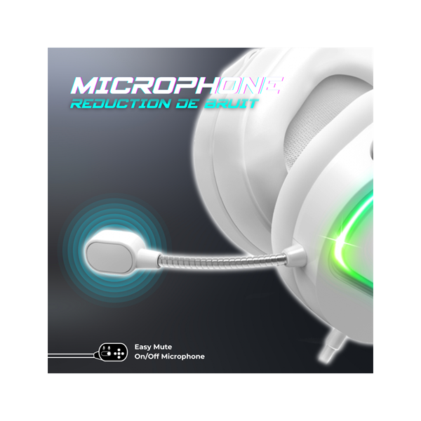 Spirit of Gamer Fejhallgató - PRO-H6 RGB White (MultiPlatform, mikrofon, 3.5mm jack, hangerőszabályzó, 2m kábel, fehér) - Image 5