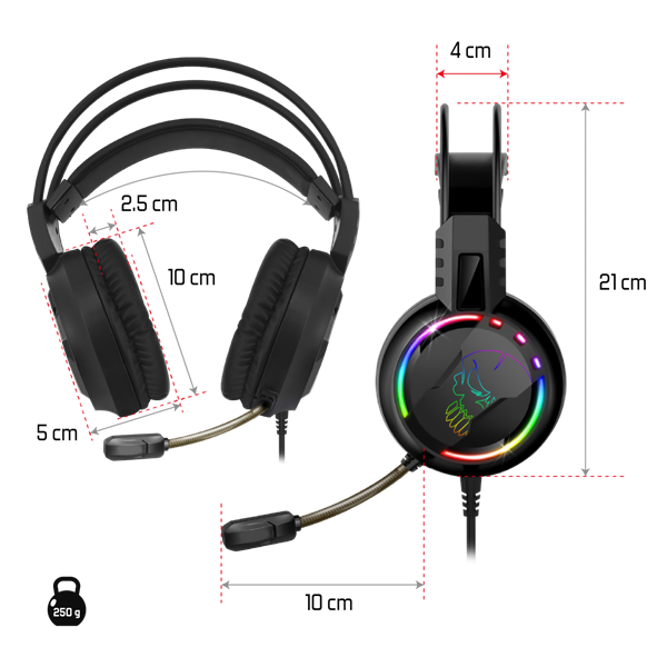 Spirit of Gamer Fejhallgató - PRO-H7 (MultiPlatform, mikrofon, 3.5mm jack, hangerőszabályzó, 2m kábel, fekete) - Image 11