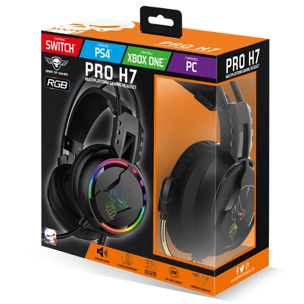 Spirit of Gamer Fejhallgató - PRO-H7 (MultiPlatform, mikrofon, 3.5mm jack, hangerőszabályzó, 2m kábel, fekete) - Image 12
