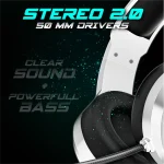 Spirit of Gamer Fejhallgató - PRO-H8 RGB White (MultiPlatform, mikrofon, 3.5mm jack, hangerőszabályzó, 2m kábel, fehér) - Image 3