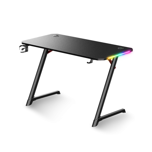 Spirit of Gamer Gamer Asztal - Headquarter 250 (Fa lap, fém lábak, fekete, kék RGB háttérvilágítás, 120 x 60 x 75 cm) - Image 1