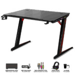 Spirit of Gamer Gamer Asztal - Headquarter 300 (MDF lap, fém lábak, fekete, RGB LED háttérvilágítás, 120 x 60 x 1,8 cm)