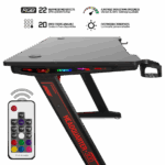 Spirit of Gamer Gamer Asztal - Headquarter 300 (MDF lap, fém lábak, fekete, RGB LED háttérvilágítás, 120 x 60 x 1,8 cm) - Image 2