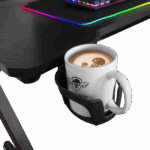 Spirit of Gamer Gamer Asztal - Headquarter 300 (MDF lap, fém lábak, fekete, RGB LED háttérvilágítás, 120 x 60 x 1,8 cm) - Image 3