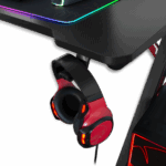 Spirit of Gamer Gamer Asztal - Headquarter 300 (MDF lap, fém lábak, fekete, RGB LED háttérvilágítás, 120 x 60 x 1,8 cm) - Image 4