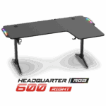 Spirit of Gamer Gamer Asztal - Headquarter 600 R (MDF lap, fém lábak, fekete, RGB LED háttérvilágítás, 160 x 60 x 75cm)