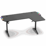 Spirit of Gamer Gamer Asztal - Headquarter 600 R (MDF lap, fém lábak, fekete, RGB LED háttérvilágítás, 160 x 60 x 75cm) - Image 2