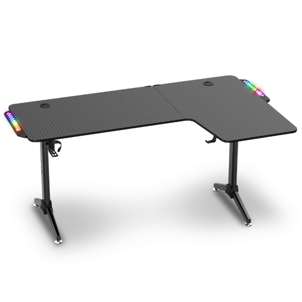 Spirit of Gamer Gamer Asztal - Headquarter 600 R (MDF lap, fém lábak, fekete, RGB LED háttérvilágítás, 160 x 60 x 75cm) - Image 2