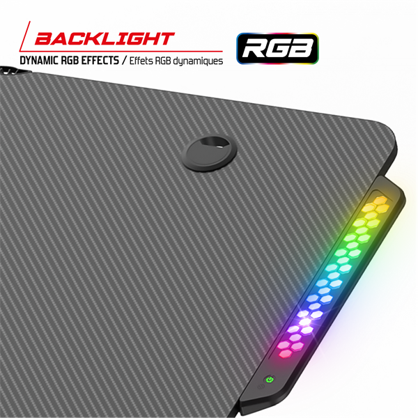 Spirit of Gamer Gamer Asztal - Headquarter 600 R (MDF lap, fém lábak, fekete, RGB LED háttérvilágítás, 160 x 60 x 75cm) - Image 5