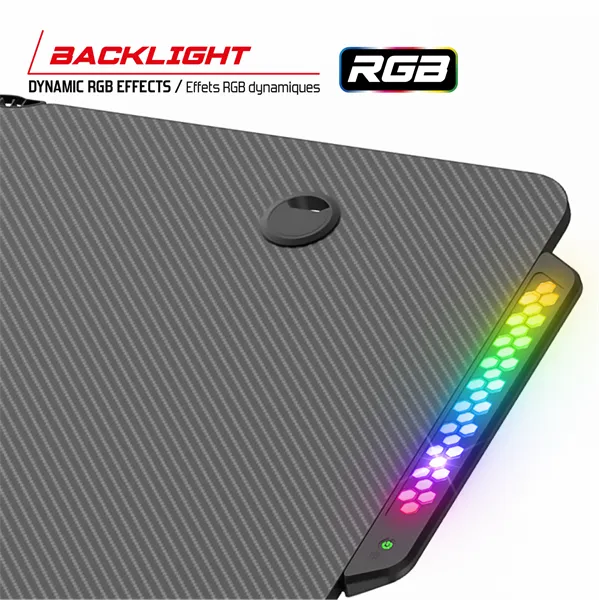 Spirit of Gamer Gamer Asztal - Headquarter 600 R (MDF lap, fém lábak, fekete, RGB LED háttérvilágítás, 160 x 60 x 75cm) - Image 5