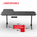 Spirit of Gamer Gamer Asztal - Headquarter 600 R (MDF lap, fém lábak, fekete, RGB LED háttérvilágítás, 160 x 60 x 75cm) - Image 6