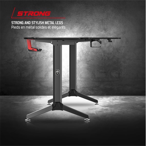 Spirit of Gamer Gamer Asztal - Headquarter 600 R (MDF lap, fém lábak, fekete, RGB LED háttérvilágítás, 160 x 60 x 75cm) - Image 8