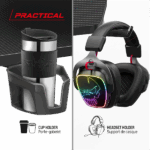 Spirit of Gamer Gamer Asztal - Headquarter 600 R (MDF lap, fém lábak, fekete, RGB LED háttérvilágítás, 160 x 60 x 75cm) - Image 10