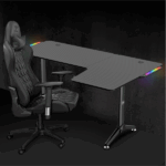 Spirit of Gamer Gamer Asztal - Headquarter 600 R (MDF lap, fém lábak, fekete, RGB LED háttérvilágítás, 160 x 60 x 75cm) - Image 11