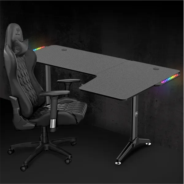 Spirit of Gamer Gamer Asztal - Headquarter 600 R (MDF lap, fém lábak, fekete, RGB LED háttérvilágítás, 160 x 60 x 75cm) - Image 11