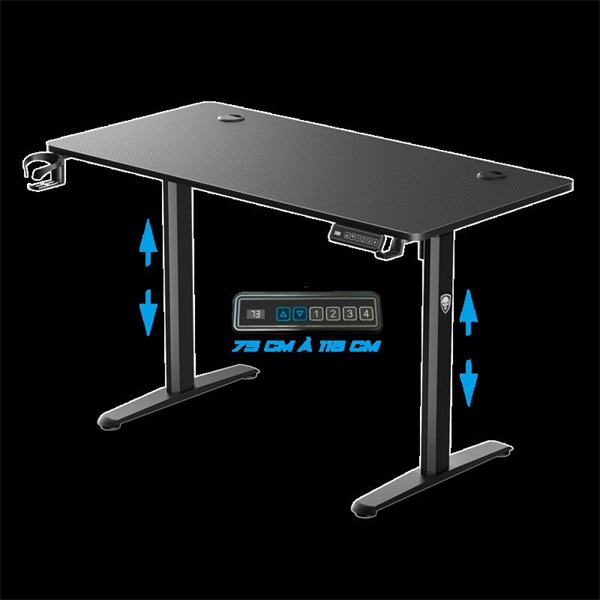 Spirit of Gamer Gamer Asztal - Headquarter 700 (MDF lap, fém lábak, állítható magasság(motoros), 120 x 60 x 1,8 cm) - Image 1