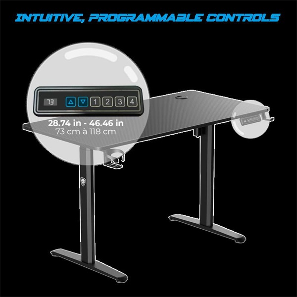 Spirit of Gamer Gamer Asztal - Headquarter 700 (MDF lap, fém lábak, állítható magasság(motoros), 120 x 60 x 1,8 cm) - Image 4