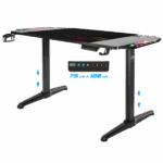 Spirit of Gamer Gamer Asztal - Headquarter 800 (MDF lap, fém lábak, fekete, RGB LED háttérvilágítás, 140 x 60 x 1,6 cm)