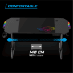 Spirit of Gamer Gamer Asztal - Headquarter 800 (MDF lap, fém lábak, fekete, RGB LED háttérvilágítás, 140 x 60 x 1,6 cm) - Image 6