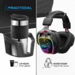 Spirit of Gamer Gamer Asztal - Headquarter 800 (MDF lap, fém lábak, fekete, RGB LED háttérvilágítás, 140 x 60 x 1,6 cm) - Image 9