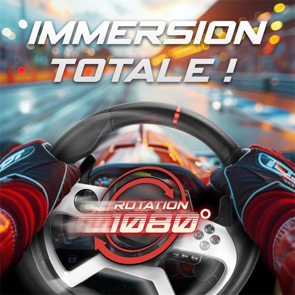 Spirit of Gamer Kormány - RACE WHEEL FORCE 1080RS (kormány+pedálok+váltó, PC/PS4/Xbox X/S/One kompatibilis, fekete) - Image 2