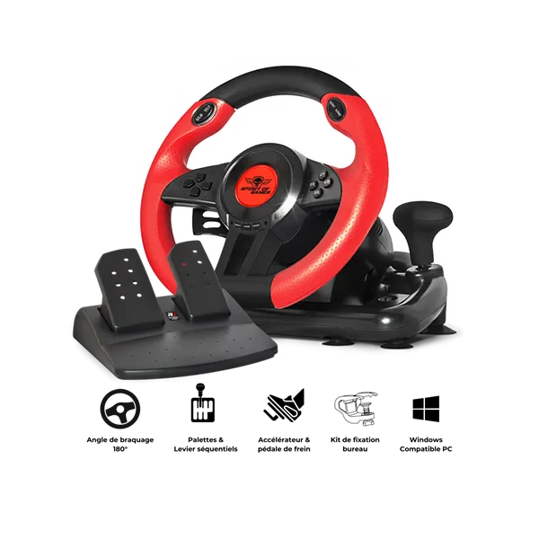 Spirit of Gamer Kormány - RACE WHEEL PRO 1 (kormány+pedálok, PC kompatibilis, fekete/piros) - Image 4