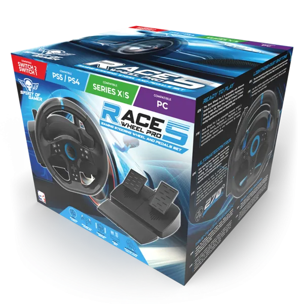 Spirit of Gamer Kormány - RACE WHEEL PRO 5 (kormány+pedálok, PC / PS4/5 / XBOX X/S/One kompatibilis, fekete) - Image 15
